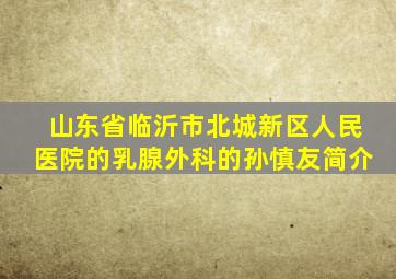 山东省临沂市北城新区人民医院的乳腺外科的孙慎友简介