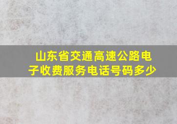 山东省交通高速公路电子收费服务电话号码多少