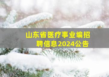 山东省医疗事业编招聘信息2024公告