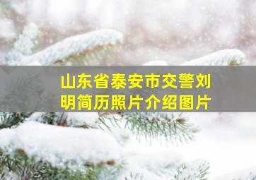 山东省泰安市交警刘明简历照片介绍图片