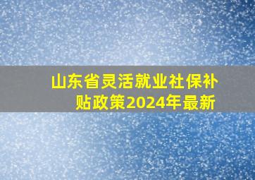 山东省灵活就业社保补贴政策2024年最新