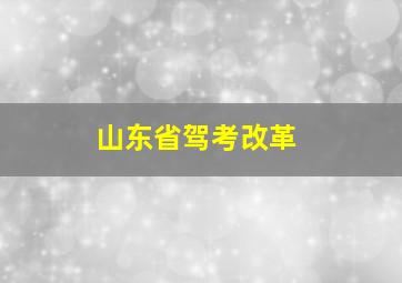 山东省驾考改革