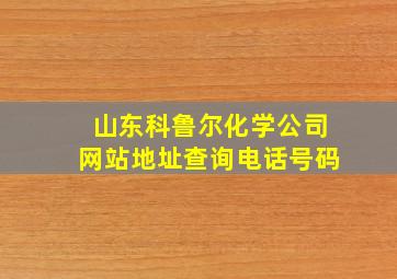 山东科鲁尔化学公司网站地址查询电话号码