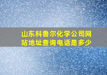 山东科鲁尔化学公司网站地址查询电话是多少