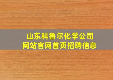 山东科鲁尔化学公司网站官网首页招聘信息