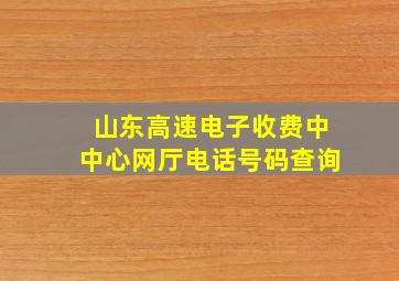 山东高速电子收费中中心网厅电话号码查询