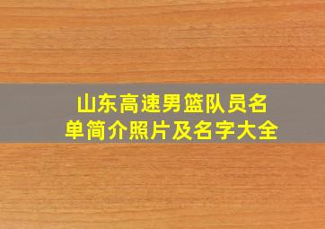 山东高速男篮队员名单简介照片及名字大全