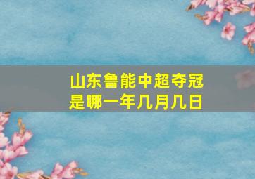 山东鲁能中超夺冠是哪一年几月几日