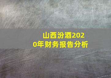 山西汾酒2020年财务报告分析