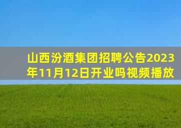 山西汾酒集团招聘公告2023年11月12日开业吗视频播放