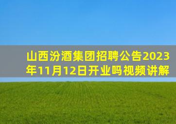 山西汾酒集团招聘公告2023年11月12日开业吗视频讲解