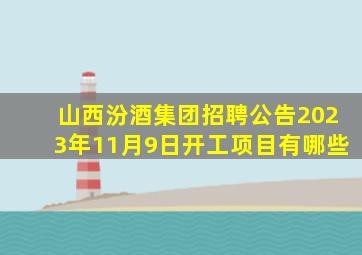 山西汾酒集团招聘公告2023年11月9日开工项目有哪些