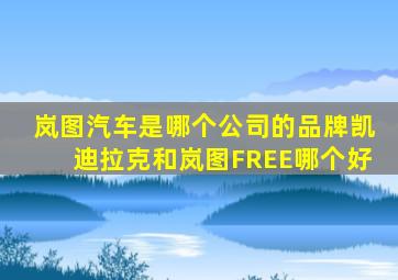 岚图汽车是哪个公司的品牌凯迪拉克和岚图FREE哪个好