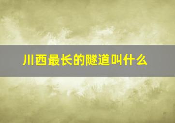 川西最长的隧道叫什么