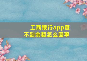 工商银行app查不到余额怎么回事