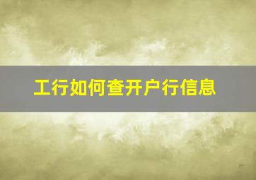 工行如何查开户行信息