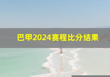 巴甲2024赛程比分结果