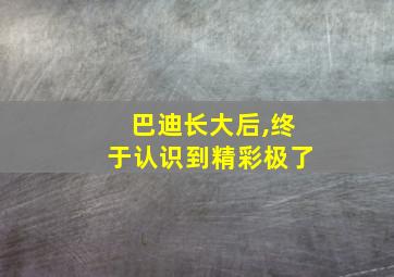 巴迪长大后,终于认识到精彩极了