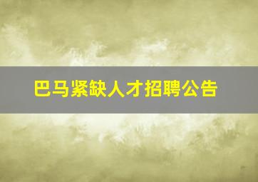 巴马紧缺人才招聘公告