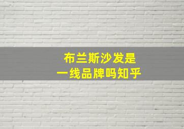 布兰斯沙发是一线品牌吗知乎