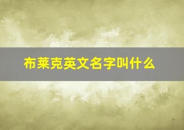 布莱克英文名字叫什么