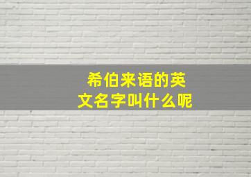 希伯来语的英文名字叫什么呢