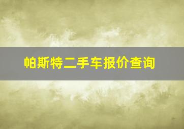 帕斯特二手车报价查询