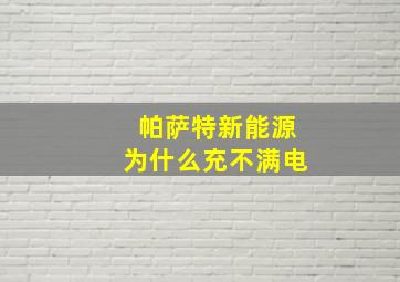 帕萨特新能源为什么充不满电