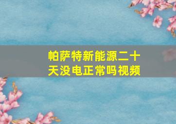 帕萨特新能源二十天没电正常吗视频