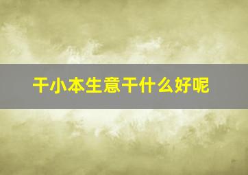 干小本生意干什么好呢