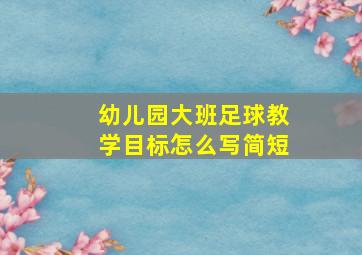 幼儿园大班足球教学目标怎么写简短