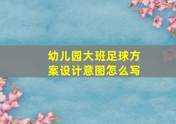 幼儿园大班足球方案设计意图怎么写