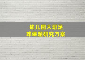 幼儿园大班足球课题研究方案