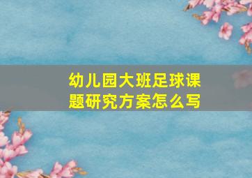 幼儿园大班足球课题研究方案怎么写