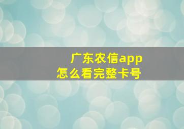 广东农信app怎么看完整卡号