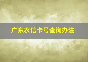 广东农信卡号查询办法