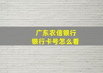 广东农信银行银行卡号怎么看