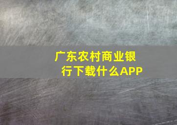 广东农村商业银行下载什么APP