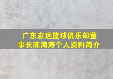 广东宏远篮球俱乐部董事长陈海涛个人资料简介