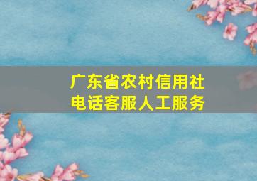 广东省农村信用社电话客服人工服务