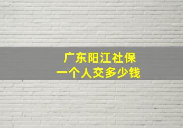 广东阳江社保一个人交多少钱