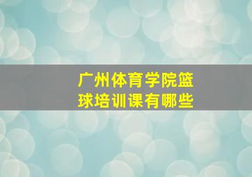 广州体育学院篮球培训课有哪些