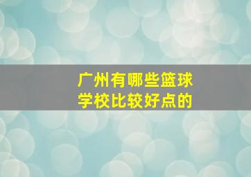 广州有哪些篮球学校比较好点的