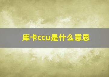 库卡ccu是什么意思