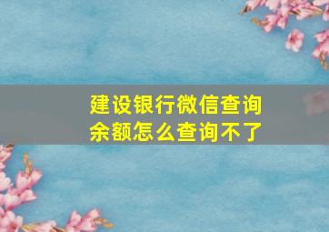 建设银行微信查询余额怎么查询不了