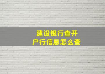 建设银行查开户行信息怎么查