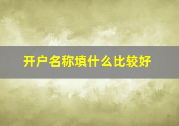 开户名称填什么比较好