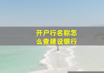 开户行名称怎么查建设银行