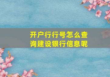 开户行行号怎么查询建设银行信息呢