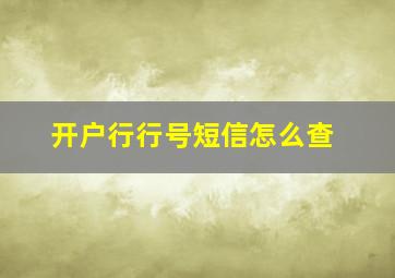 开户行行号短信怎么查